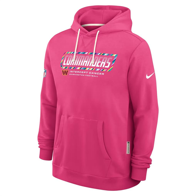 Men's Pink Washington Commanders 2026 Crucial Catch Sideline Standard Issue Dri-FIT Pullover Hoodie